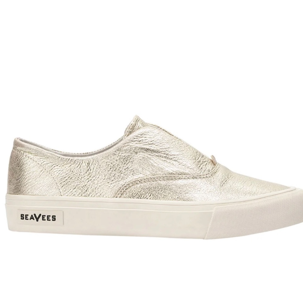 SeaVees sun strip, star gold leather platform slip on sneakers Sz 8.5